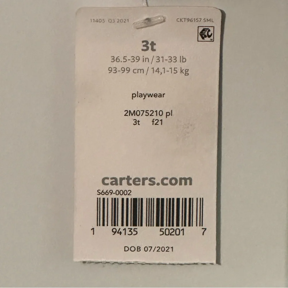 Carter's Boys White & Black Plaid Long Sleeve Button Down Shirt NWT